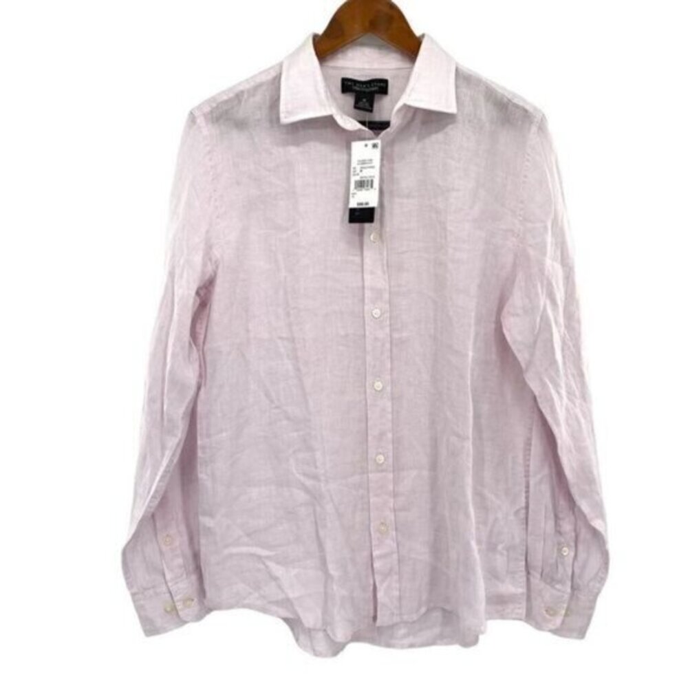 The Men’s Store Bloomingdale’s Orchid Check Linen Long Sleeve Dress Shirt New